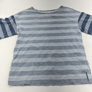 Madewell Indigo Stripe Color Block Short Sleeve Blue Cotton Tee XXS